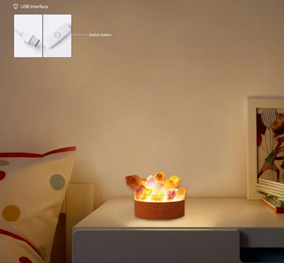 Lampe Cristal Améthyste et Citrine - Décoration Feng Shui et Guérison Reiki NeoSpiritum