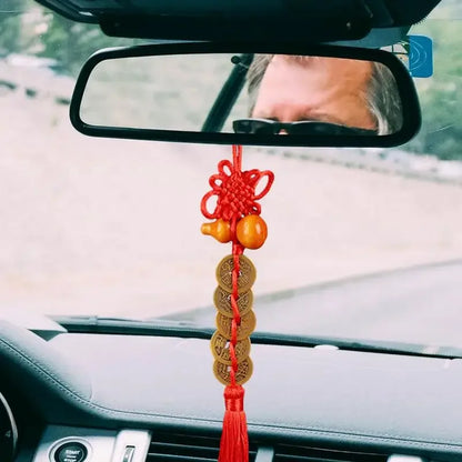 Pendentif Porte-Bonheur - Gourde en Bois avec 5 Pièces de Monnaie des Cinq Empereurs NeoSpiritum