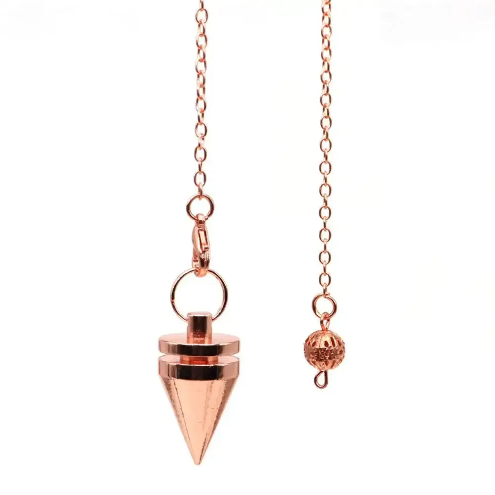 Pendule de Radiesthésie en Métal Rose Doré pour Divination Spirituelle NeoSpiritum