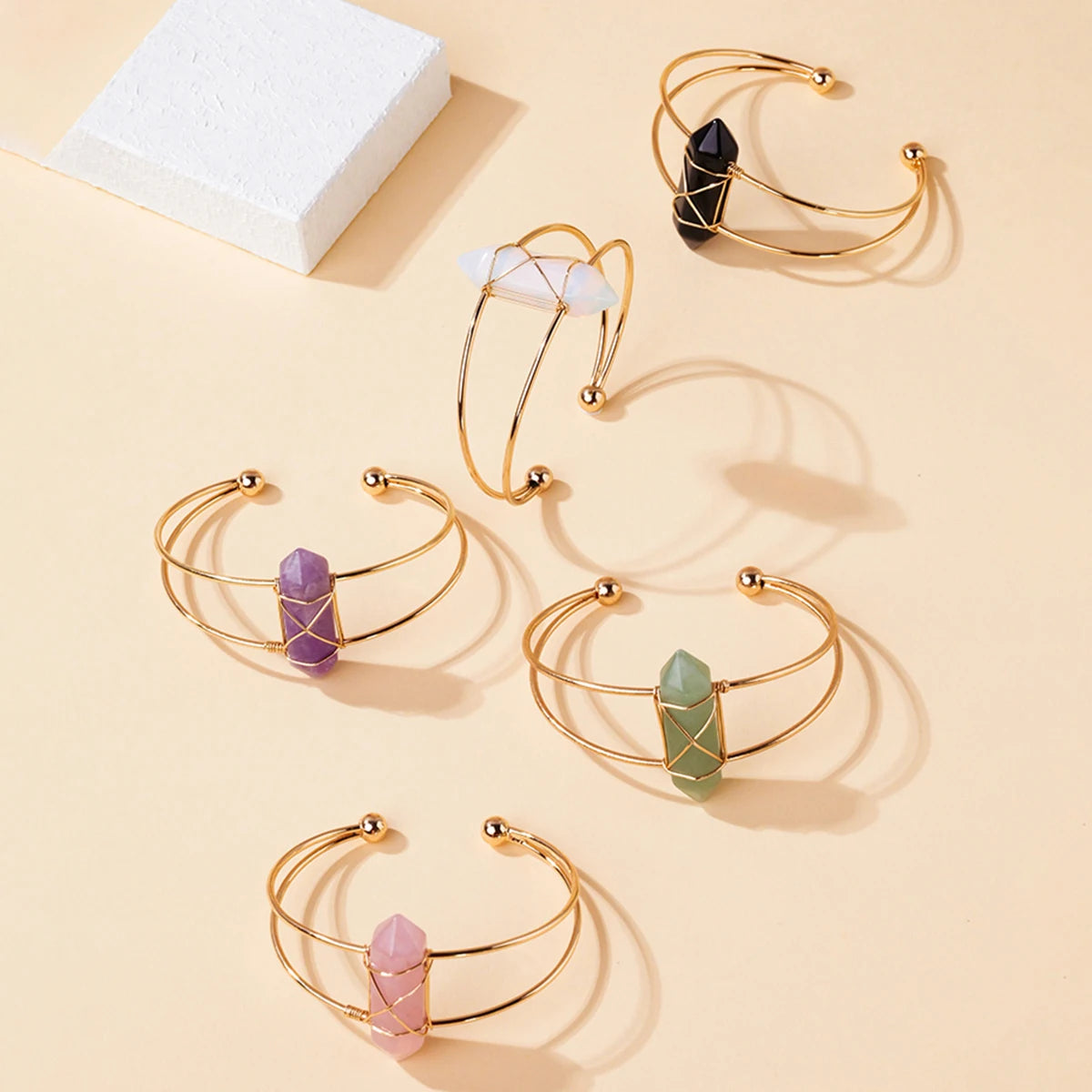Bracelet Aventurine Naturel à Double Pointe Hexagonale – Bijou Énergétique Reiki pour Femme NeoSpiritum