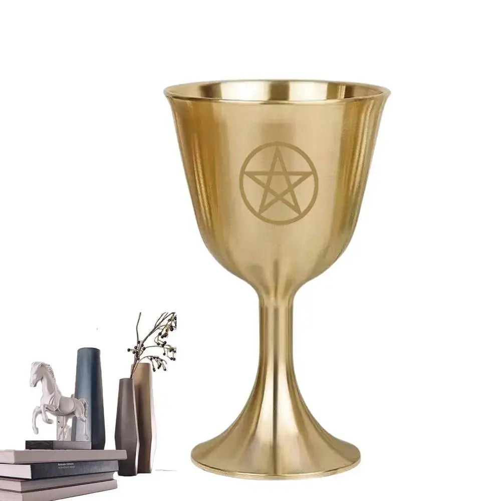 Calice Pentagramme Doré – Accessoire pour Autels et Rituels Spirituels NeoSpiritum