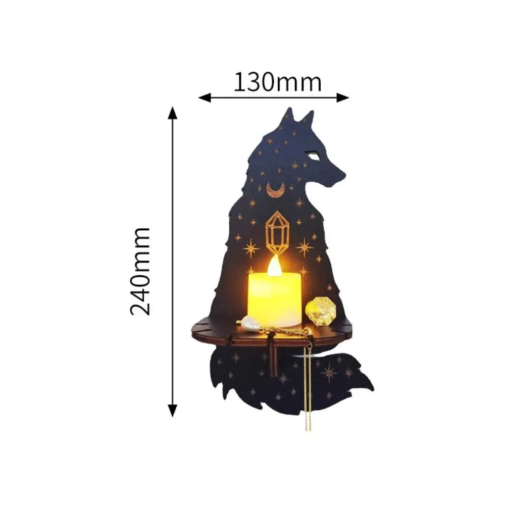 Étagère Murale en Bois pour Cristaux, Pendules et Bougies - Loup NeoSpiritum