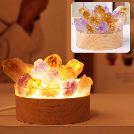 Lampe Cristal Améthyste et Citrine - Décoration Feng Shui et Guérison Reiki NeoSpiritum